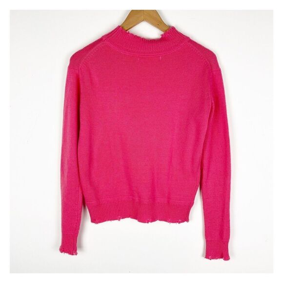 ONE GREY DAY Womens Jazz Pullover Distressed Mock Neck Sweater Pink XS​​​​ - Picture 6 of 11